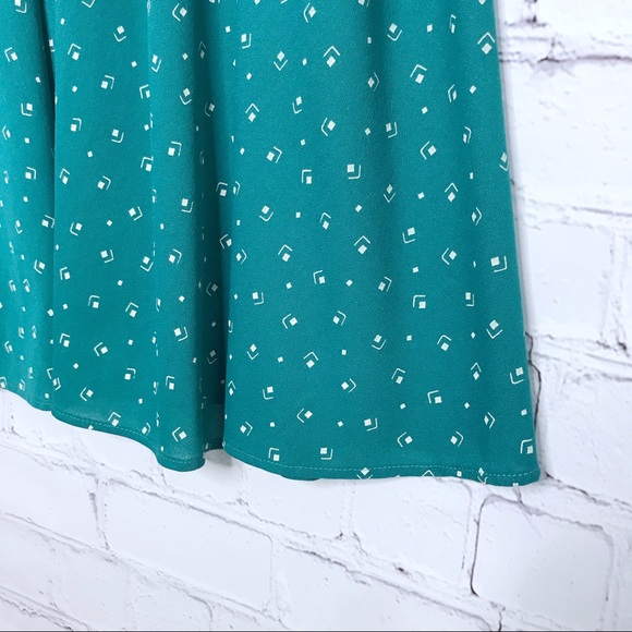 Vintage 70’s Teal Geometric Print Shirt Dress Cap - Picture 8 of 8